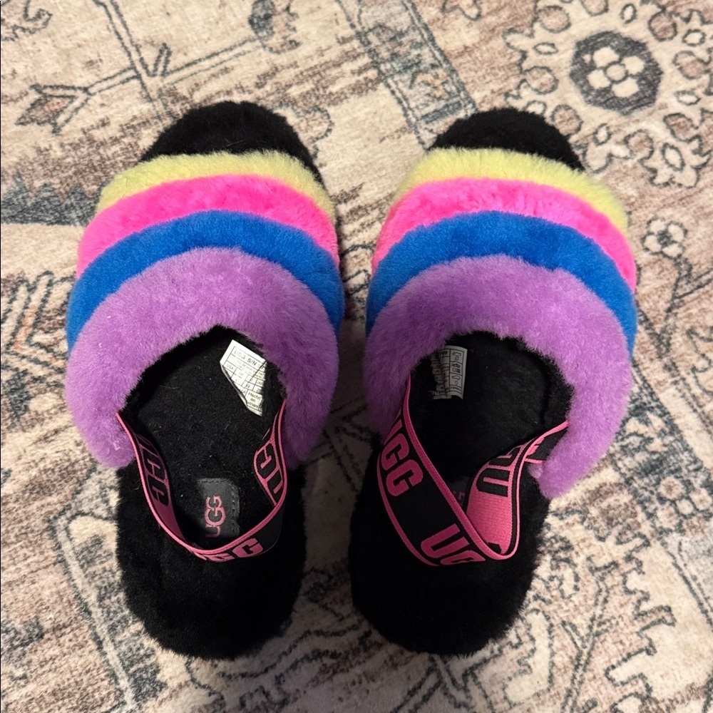 Ugh women’s fluffy strappy slippers size 8 - Picture 2 of 3